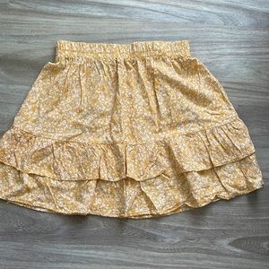 Yellow floral ruffle skirt